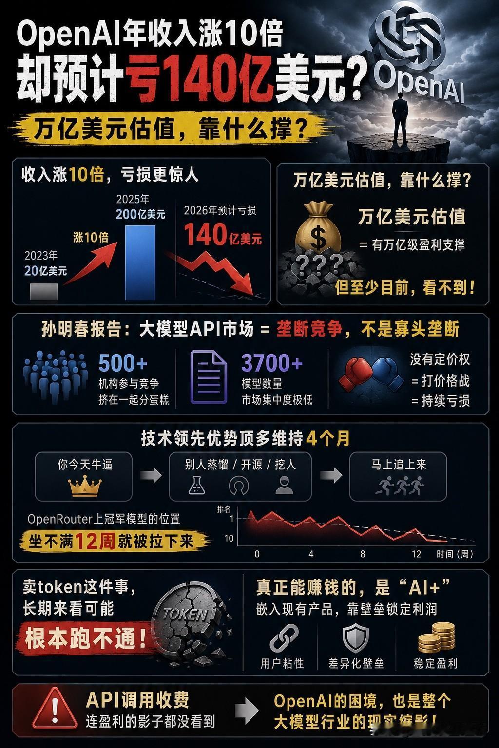 OpenAI年收入从20亿冲到200亿，涨了10倍，结果呢？2026年预计还要亏