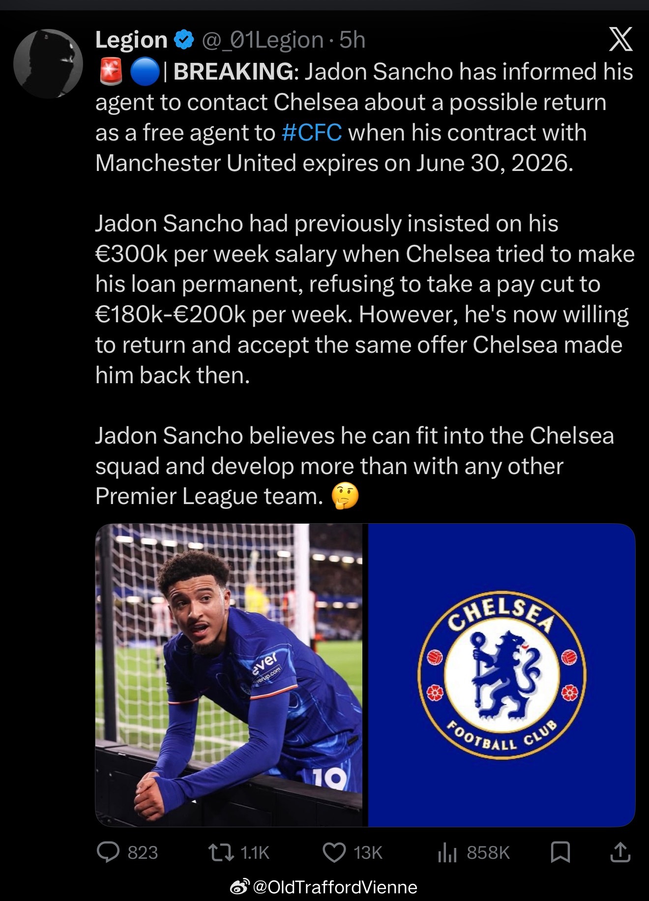 自由桑要自由身去切尔西？ 