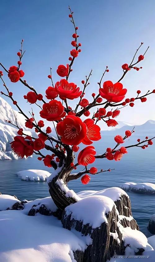 《咏梅》
冻雪欺枝犹绽蕊，
寒英映月暗飘香。
不向晴光邀蝶舞，
琼花怒放傲冰霜。