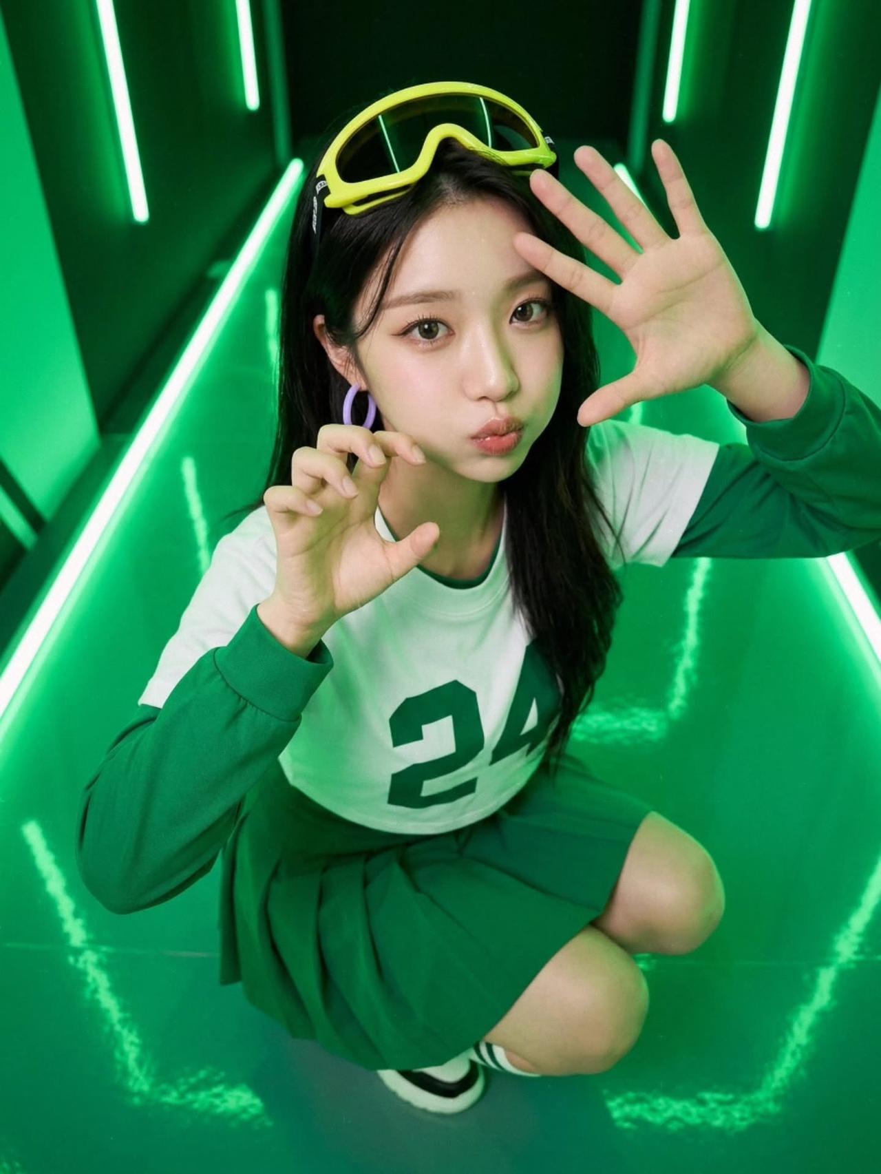 记录我的2026青春活力少女，绿光隧道中的时尚运动风！💚🏃‍♀️