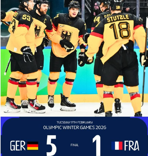 男子冰球八强资格赛：德国 5-1 法国