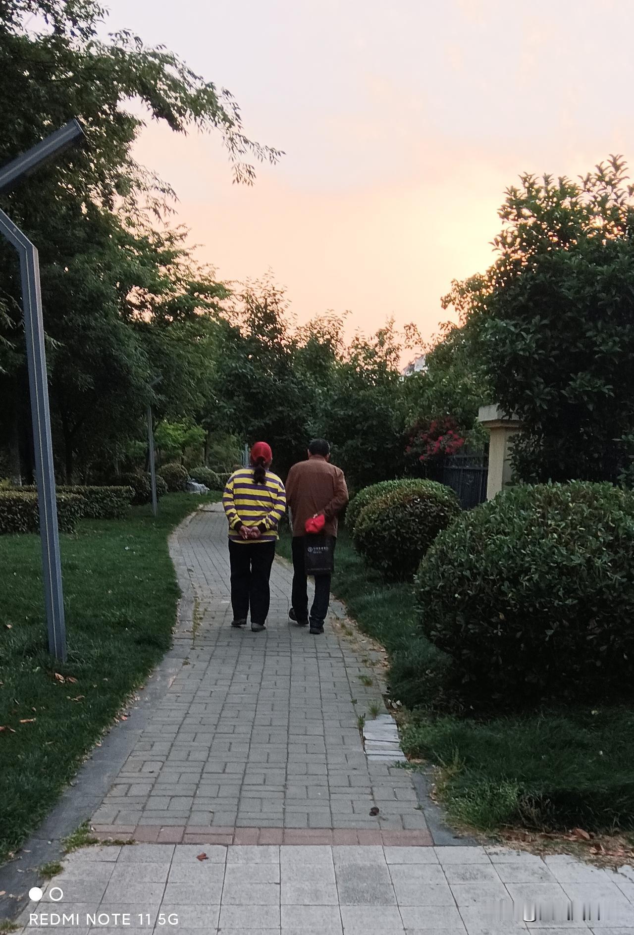 不知您注意到没有，现在的老年人出门遛弯为什么喜欢把手背在后面？
夕阳把天空晕成了