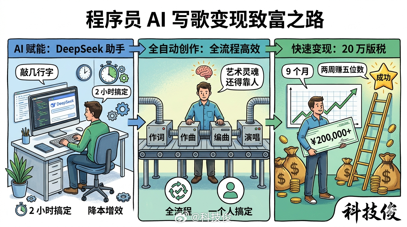 AI写歌走红程序员9个月赚20万这才是真的会玩AI，程序员Yapie用DeepS