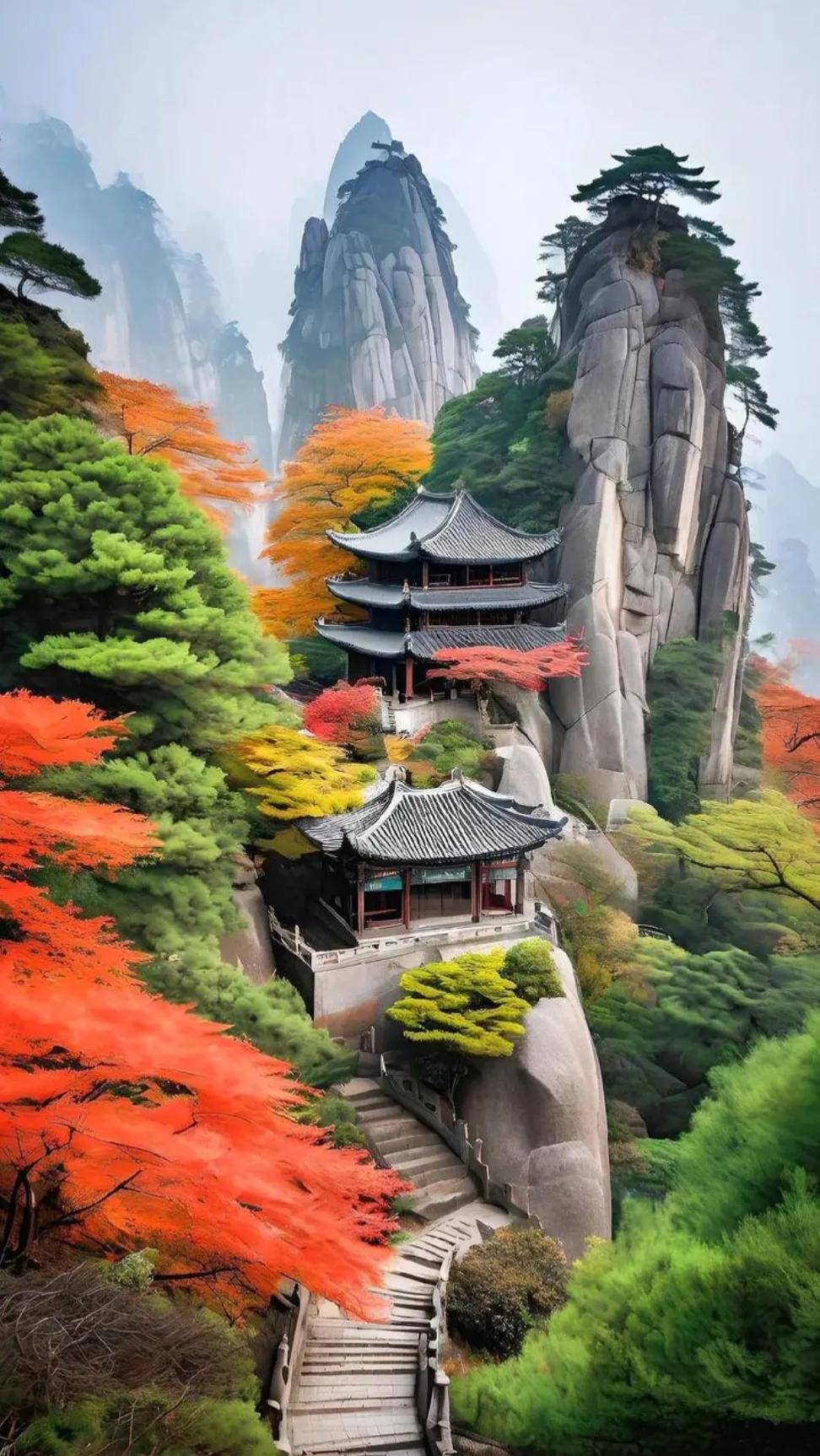 去年秋日的黄山之行，是我最难忘的一次旅行。清晨伴着薄雾登山，石阶蜿蜒在苍松怪石间