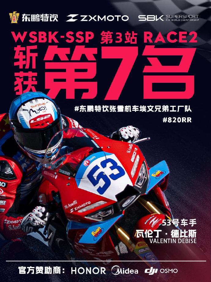 张雪机车出战荷兰站正赛WSBK 荷兰站：张雪机车雨中稳健拿分，两回合斩获第四与第