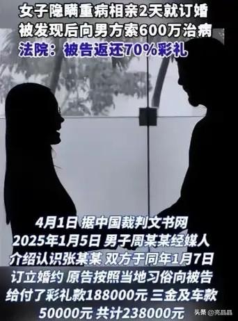 河南周口，一男子花23.8万彩礼，娶相亲认识2天的相亲对象，婚后发现妻子患有尿毒