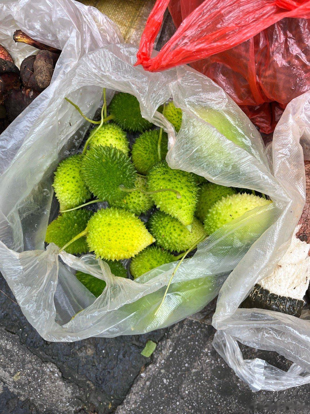 早上逛菜场，中午吃菜（云南木鳖，苦瓜属的植物，但一点都不苦。）  ​​​