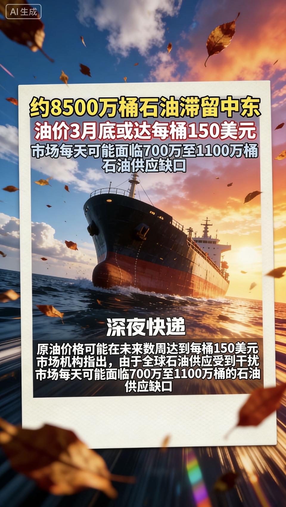 中东石油滞留危机，油价或涨至每桶150美元天南地北大拜年
中东石油滞留危机，油价