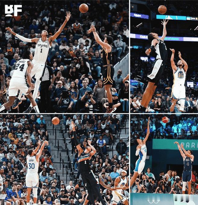 尽力了！文班亚马谈防守库里：

“我已经尽力去封盖了，但是他把投篮的幅度，又往上