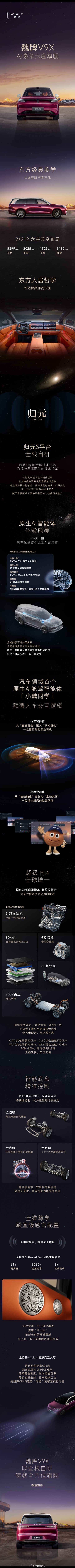魏牌 V9X——AI豪华六座旗舰归元S平台巅峰之作采用东方经典美学设计大道至简 
