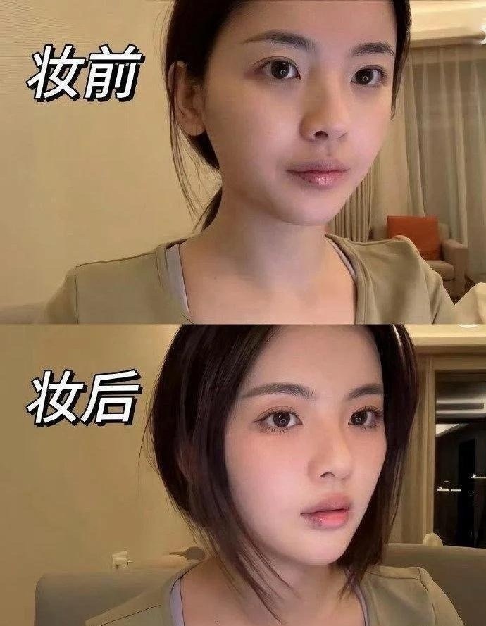 杨超越妆前妆后变化不大，简单化个淡妆就很好看了，为什么还要化浓妆呢？ ​​​