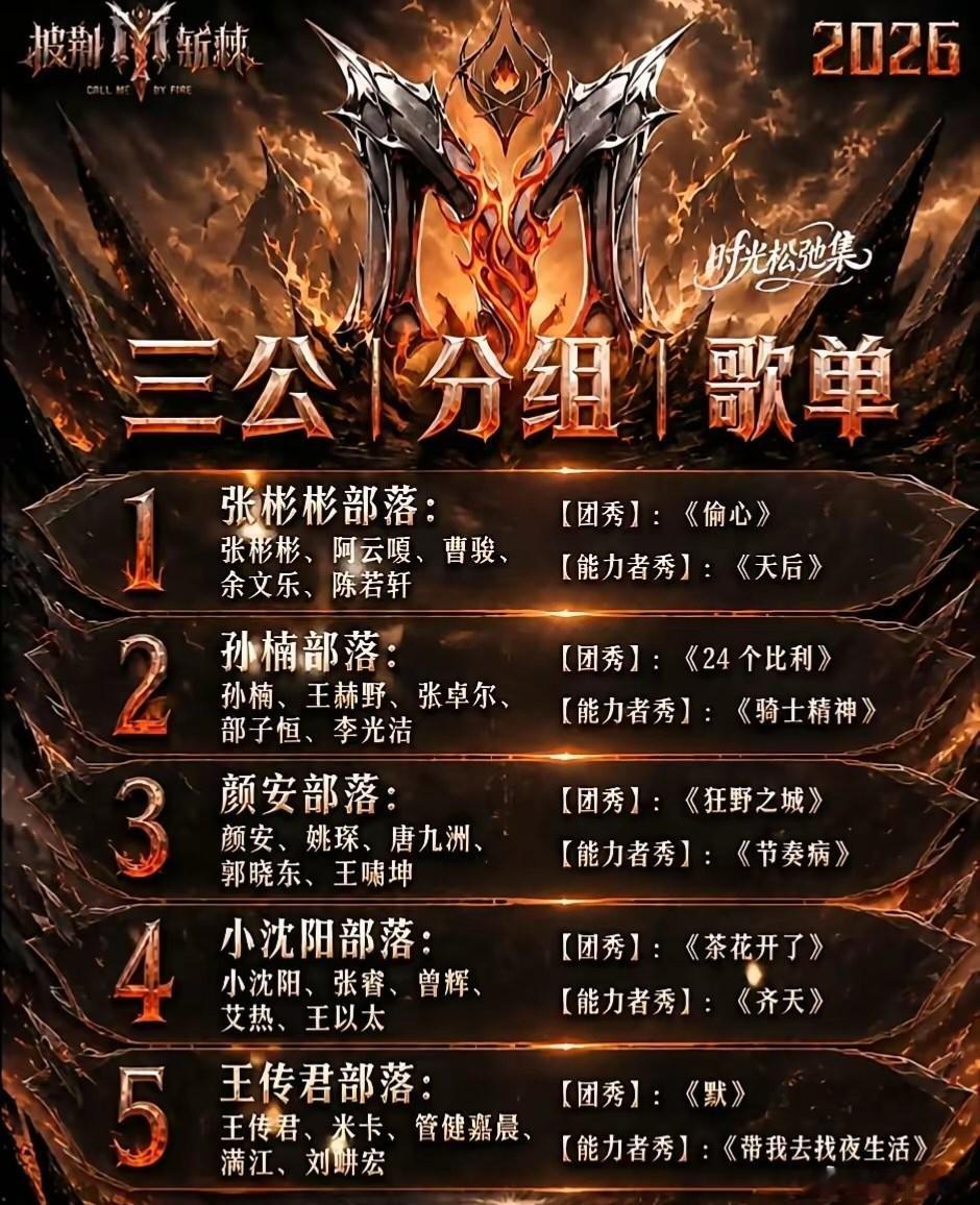 披荆斩棘三公改排播《披荆斩棘2026》第三次公演直播本周临时调整，从常规的周五周
