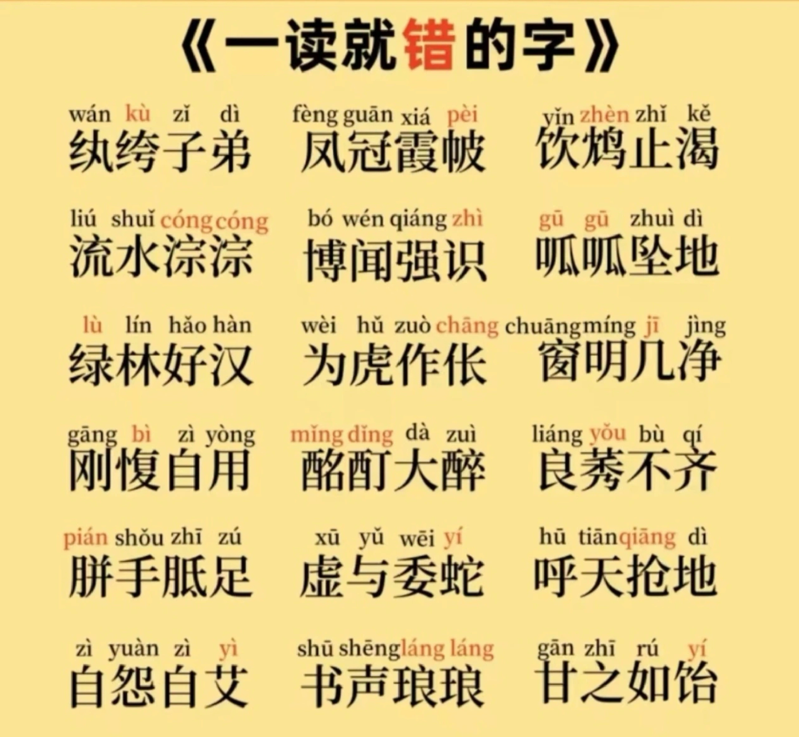 一读就错的字 