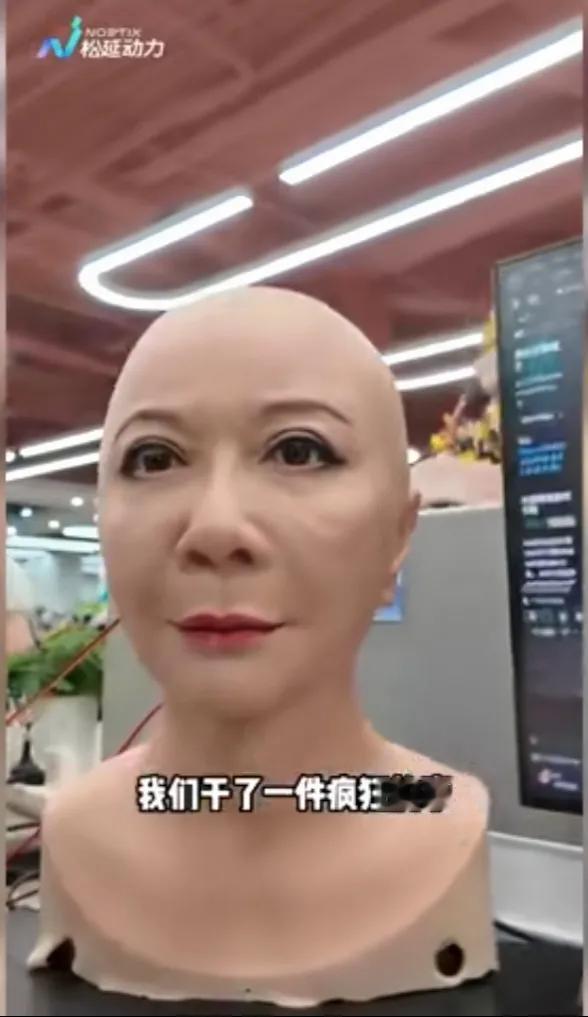 蔡明版的机器人，做的惟妙惟肖，跟真人傻傻分不清。
是今年春晚的最大亮点。