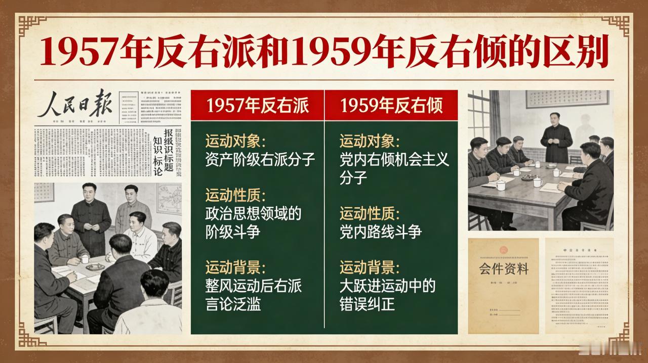 浅析1957年反右与1959年反右倾的核心区别
 
在当代党史研究与历史复查工作