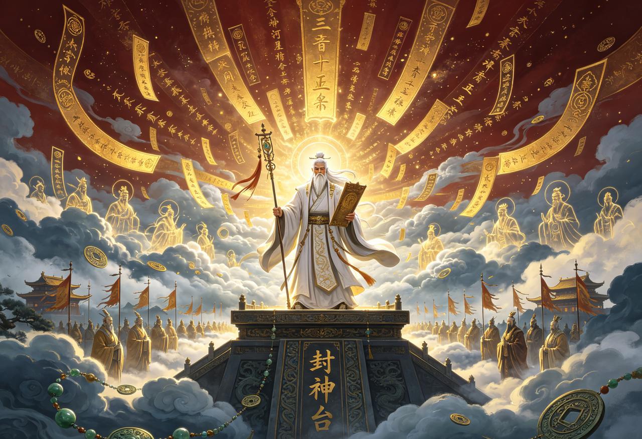 《封神演义》第九十九回，姜子牙在封神台上宣读名单，一口气封了三百六十五位正神。纣
