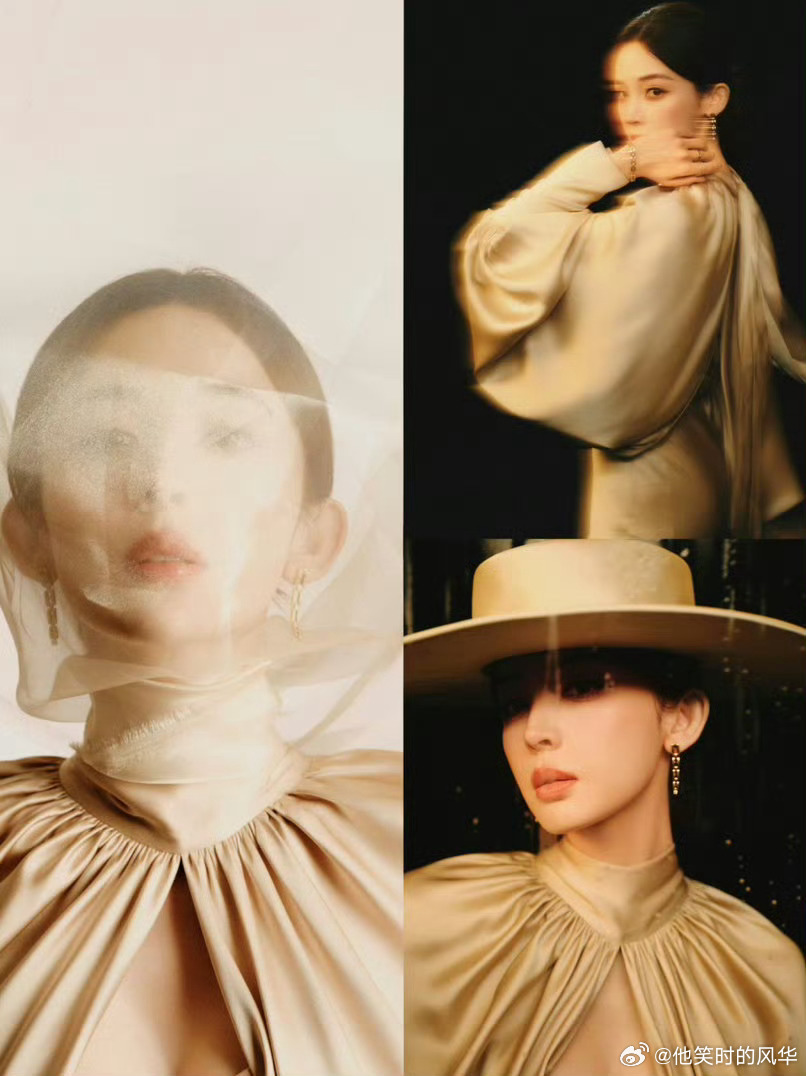 娜扎老电影女主角既视感娜扎旧画报风名伶 娜扎这造型绝了！缎面裙+宽檐帽，老电影女