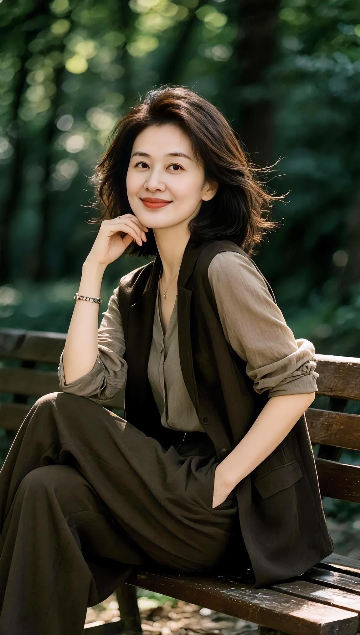 树影在肩头轻轻晃，

你坐在木椅上，像秋阳。

卷发吻着风，

笑意不声张。
