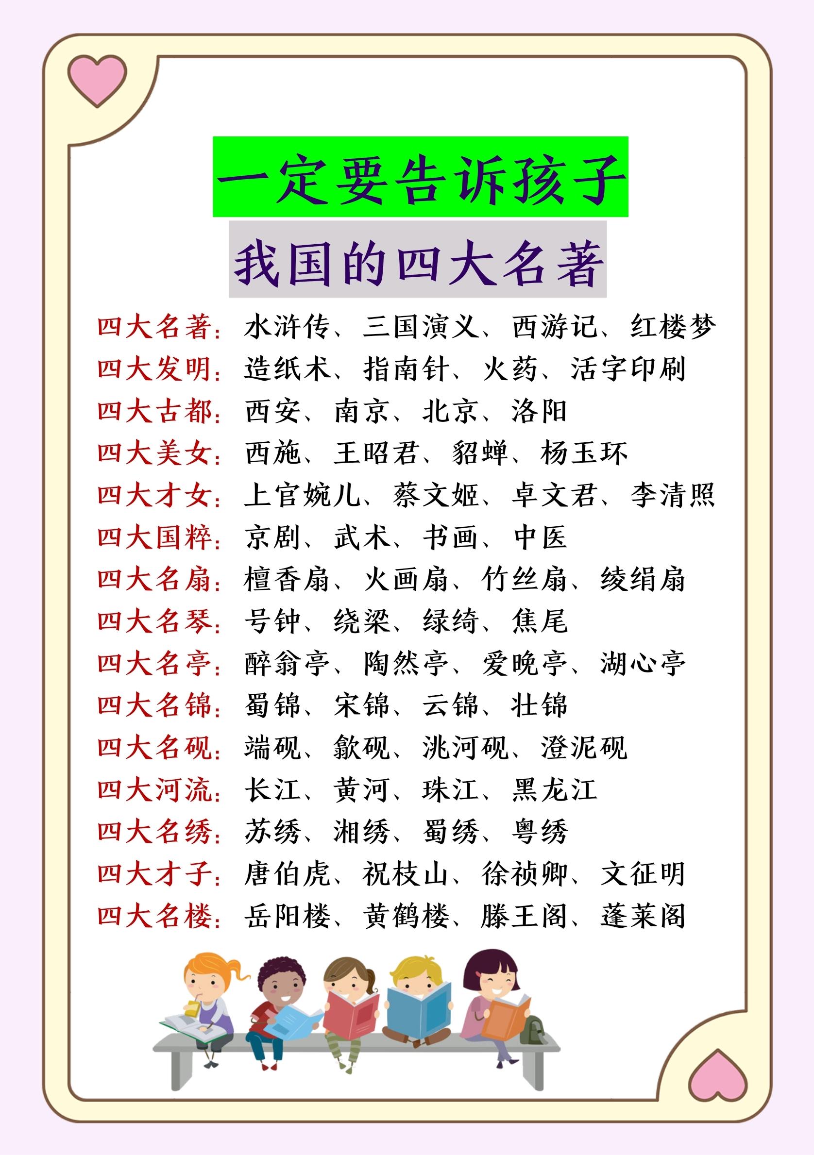 一定要告诉孩子我国的四大名著