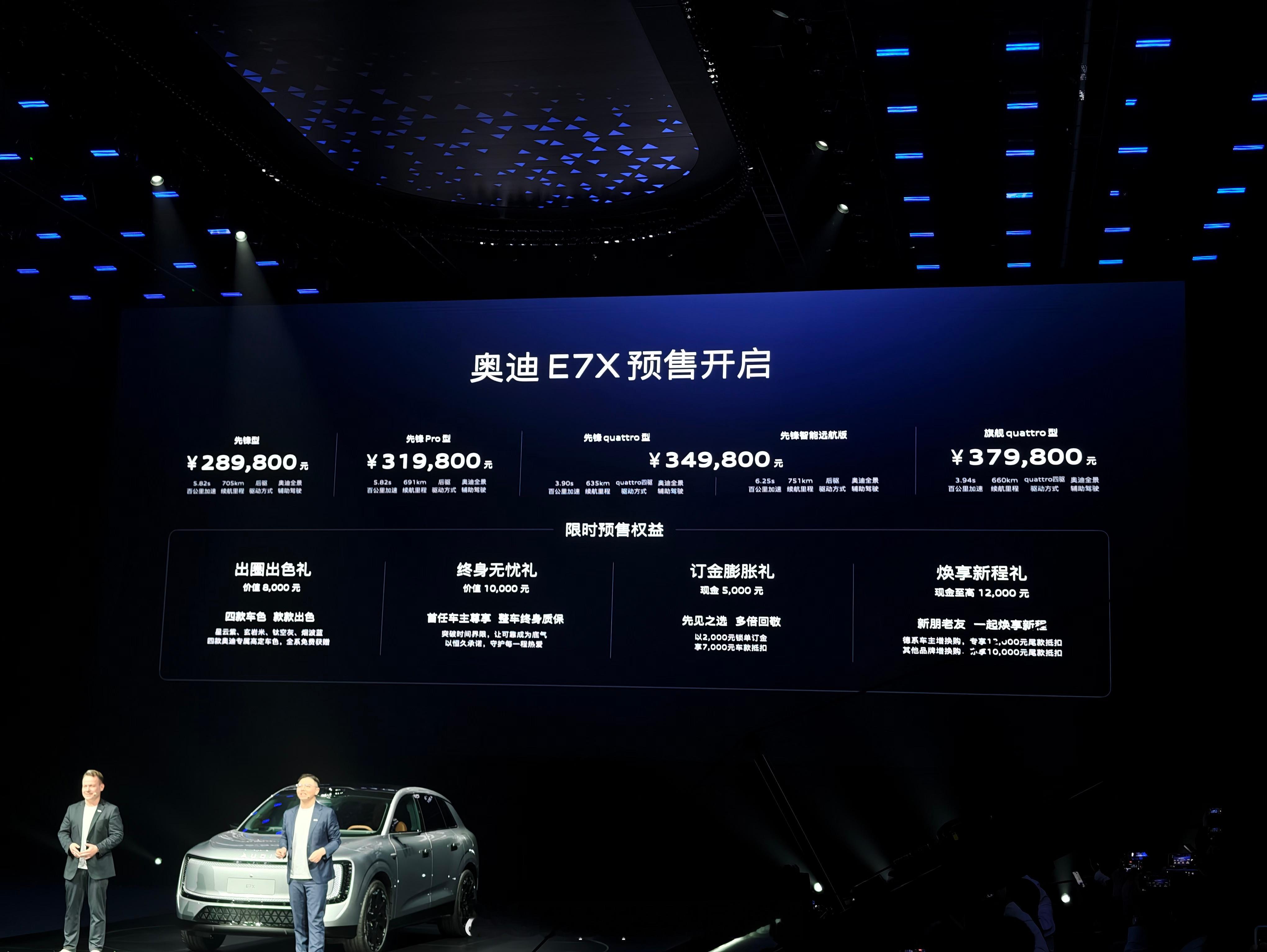 来了，奥迪E7X正式开启预售，28.98万元起，全系900V高压平台、电子后视镜