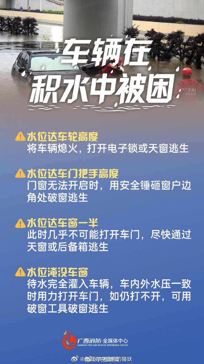 暴雨突袭广西多地，城市内涝风险升高！收好消防避险提醒，转发给身边亲友🌧非必要不