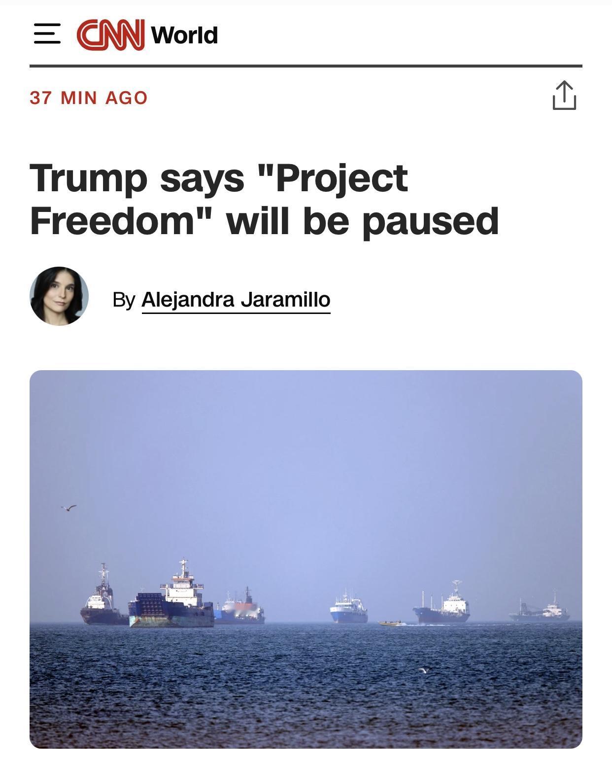 美媒：特朗普宣布暂停”自由行动”

美国有线电视新闻网（CNN）官网当地时间5月