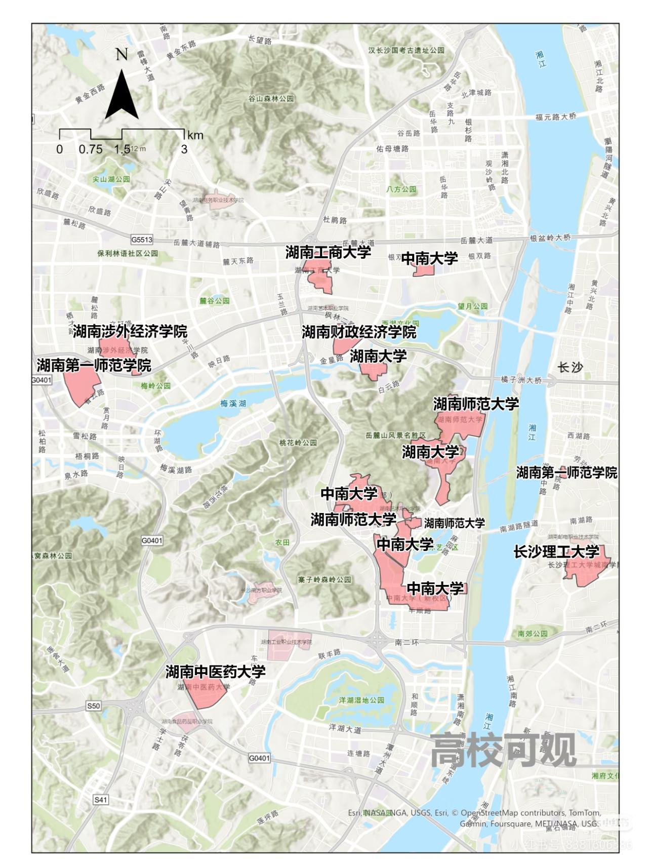 中南大学这分布确实有点“散装”，


校区这里一坨那里一坨的。它由原中南工业大学