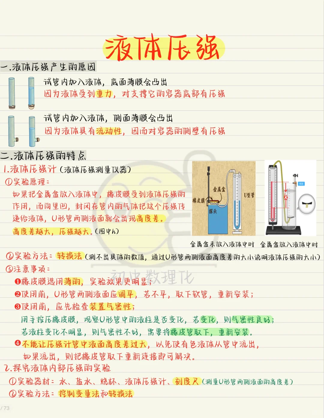 八下物理重难点梳理：液体压强❗❗❗