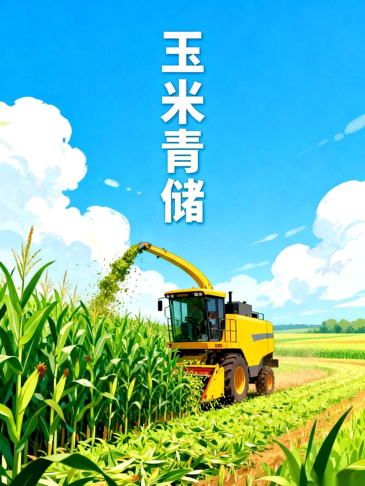 好家伙，玉米棒子还没熟透呢，全村人就排着队叫收割机来地里“剃平头”了！
连秆带穗