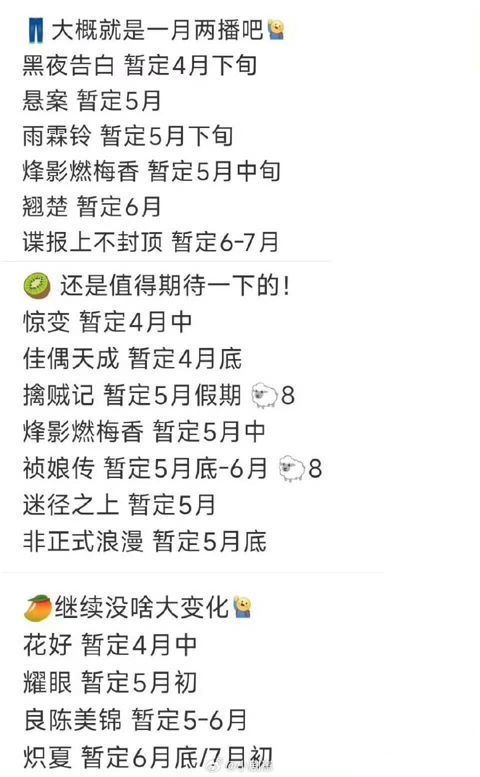 🍉各平台Q2新剧排播 