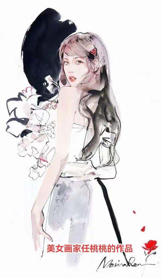 水墨画明星。美女画家任桃桃的水墨作品女画家