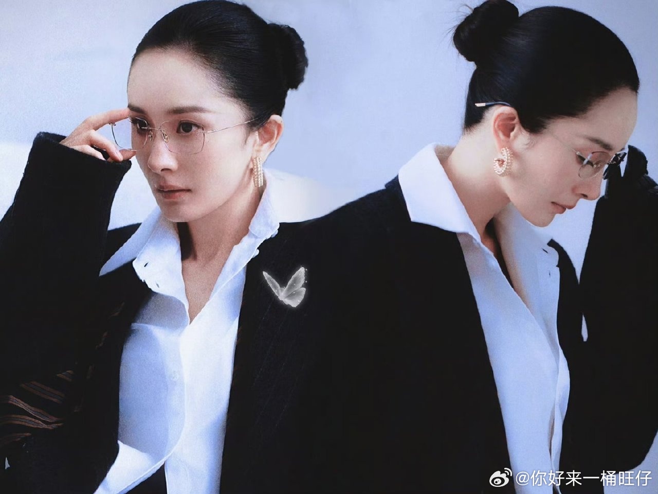 娱乐[超话]已经成为杨幂梦女了杨幂大光明头顶带无框眼镜已经成为杨幂梦女了，好帅 