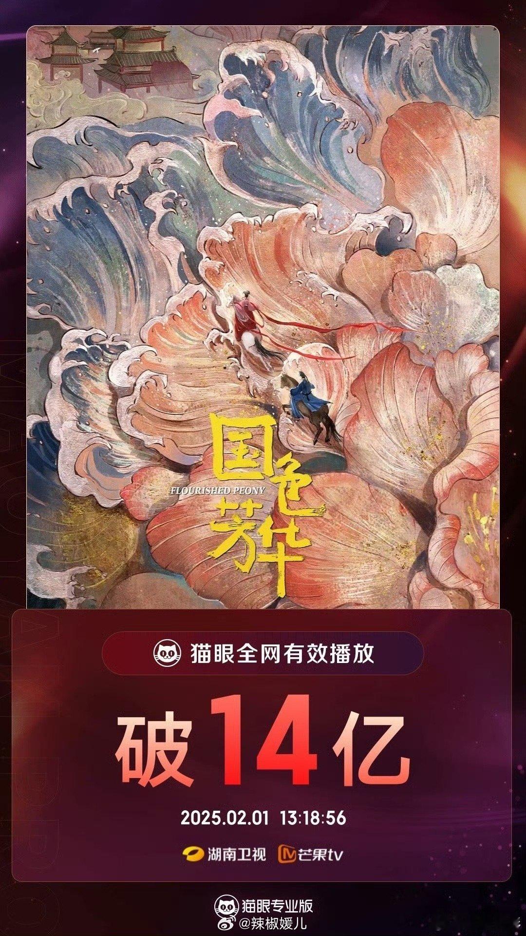 国色芳华全网有效播放量破14亿  国色芳华你不要太优秀哦！锦绣芳华快来！ 