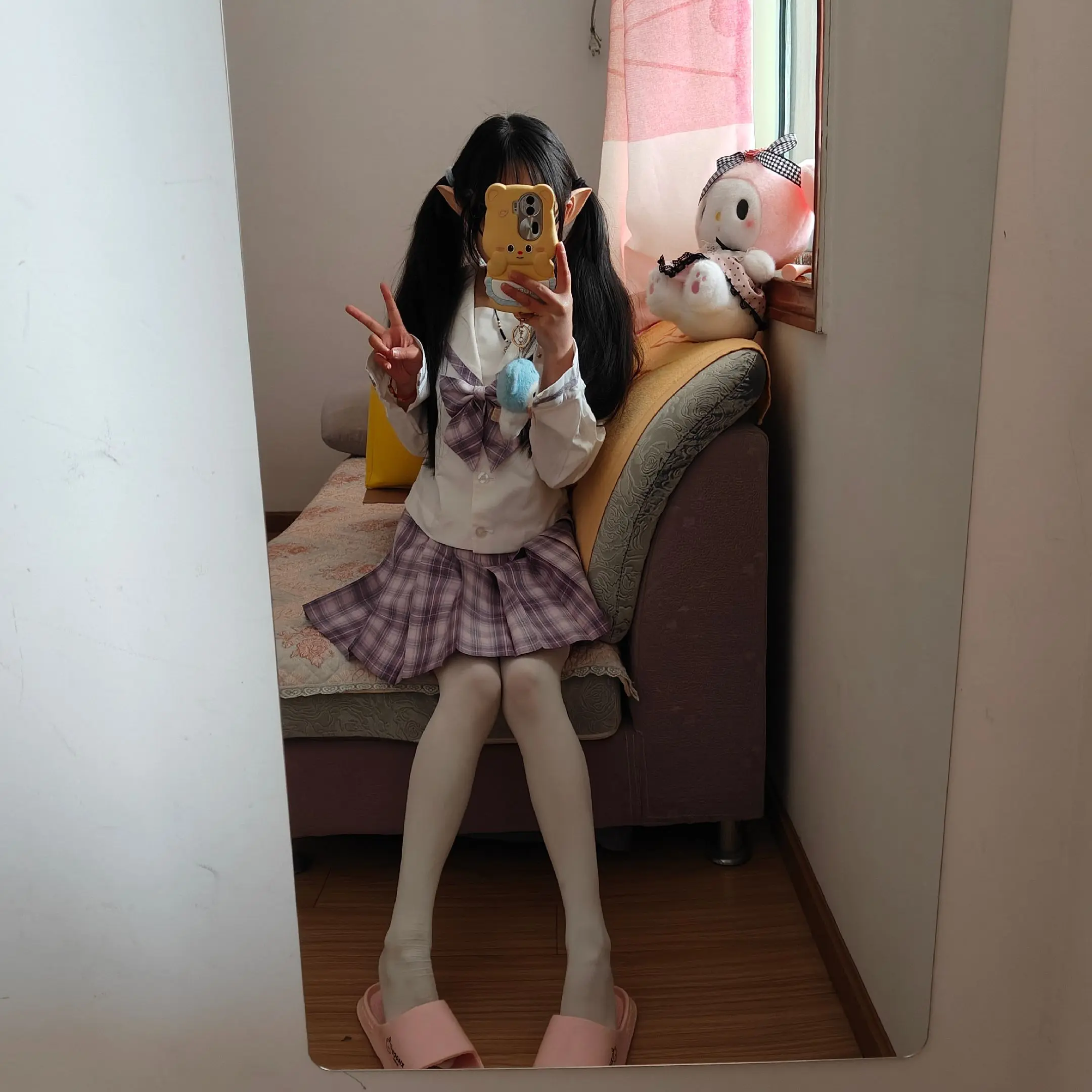 jk制服 甜妹 对镜拍 jk
