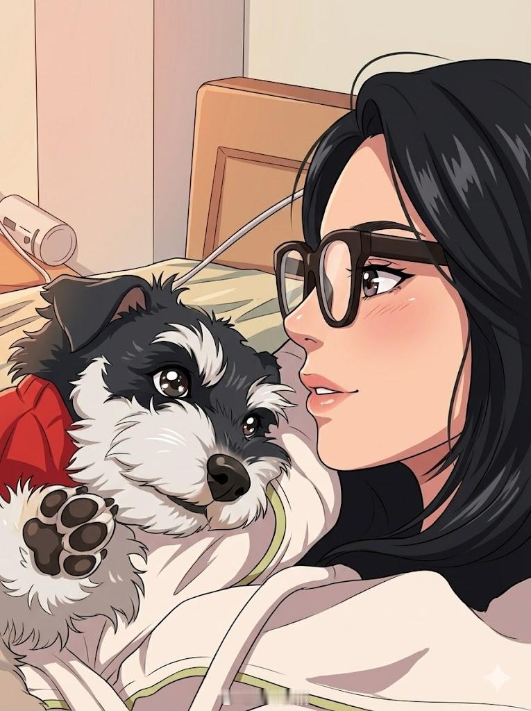 女主人和她的雪纳瑞，用 AI 把照片变成动漫图，你们觉得哪个效果更好？第一个 N