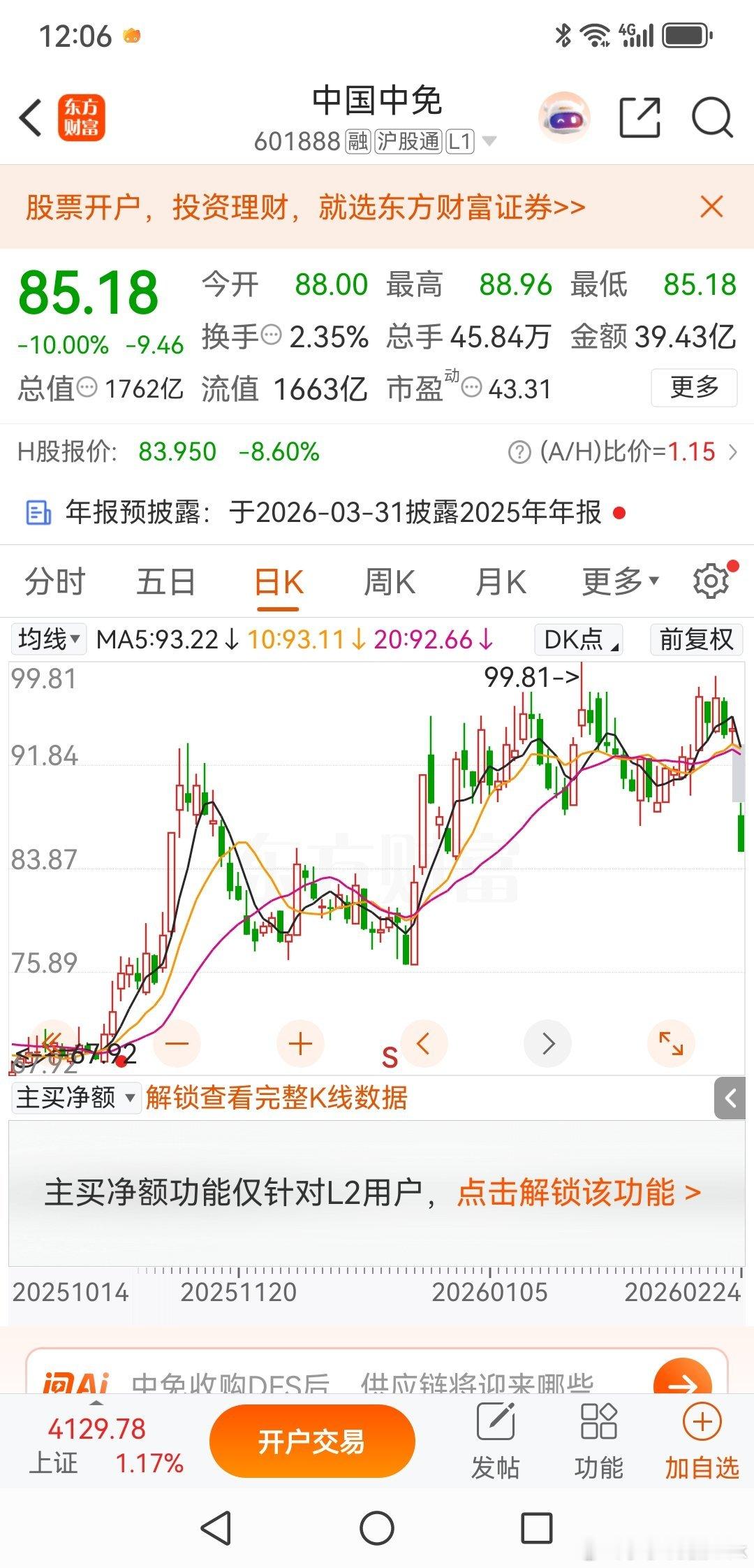 中国中免，消费股真的是扶不起来的阿斗。中国中免，这个股票我是没有做过的，因为我不