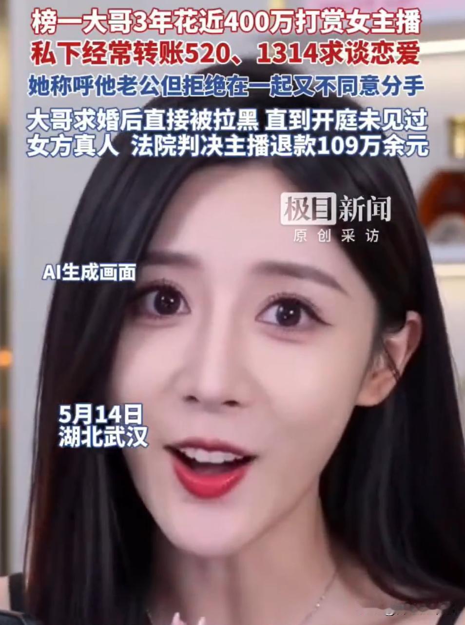 湖北武汉，刘先生3年网恋，被女主播骗了400万，连面都没见过！

2020年，刘