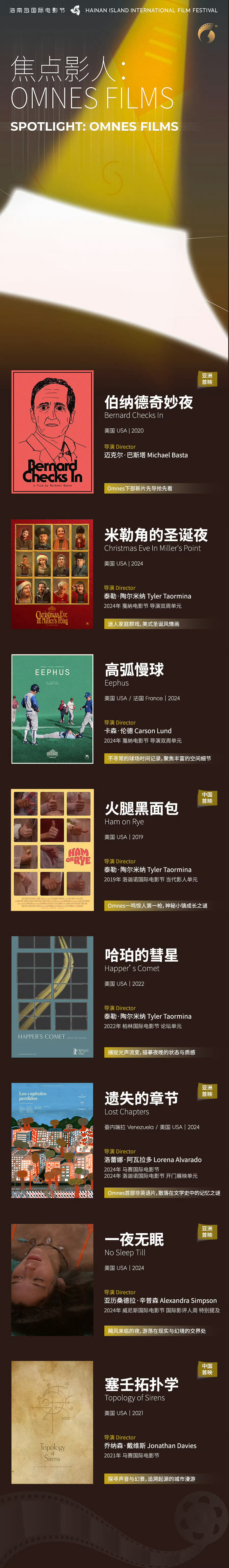 第六届 海南岛国际电影节  “焦点影人”展映单元片单发布，目光投向大洋彼岸的Om