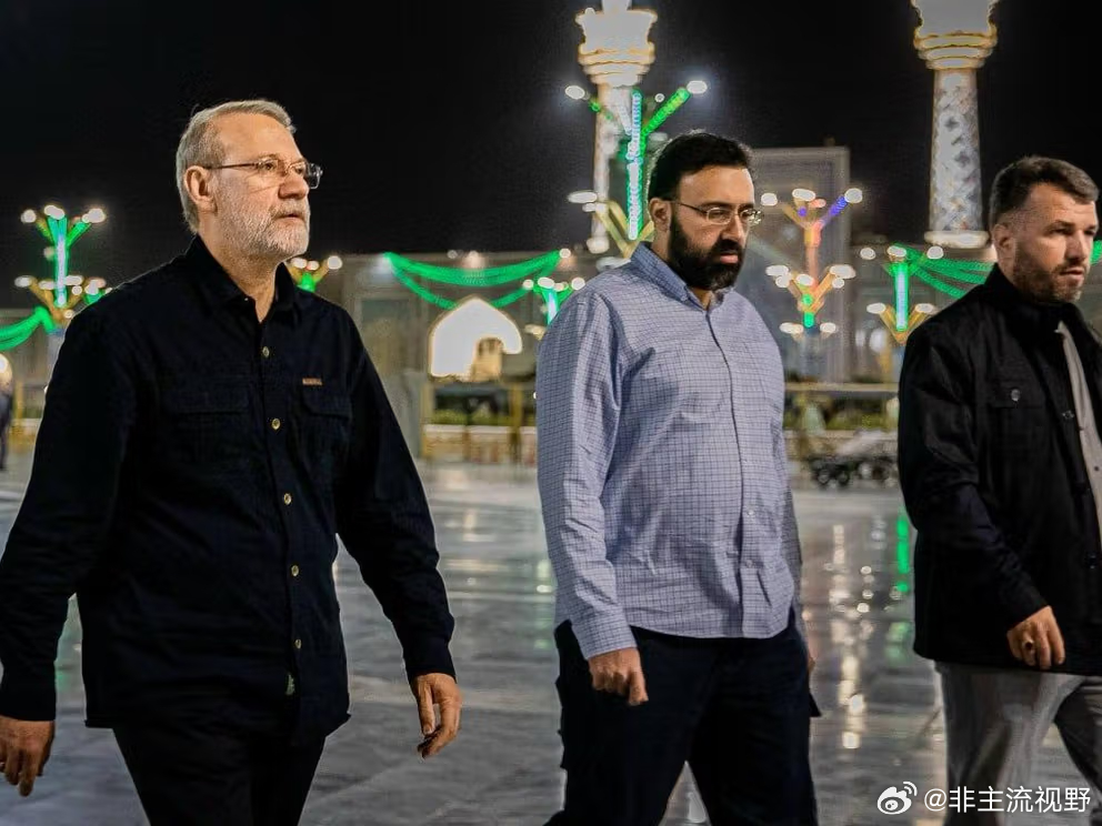 被消灭的拉里贾尼和他的儿子以及保镖，这张照片看起来没有宗教化，特朗普这两天又宣称