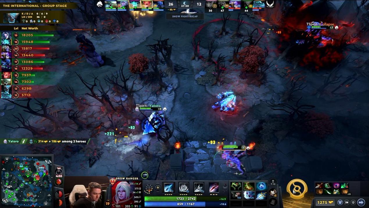 DOTA2TI15 瑞士轮第一轮XG对阵Spirit战队BO3第一局，经过50分