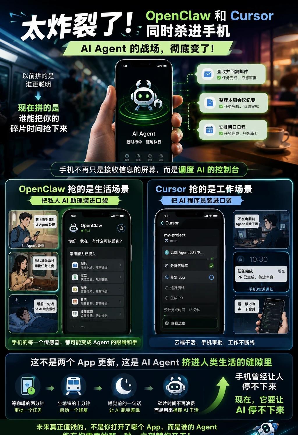 OpenClaw和Cursor同时上线手机APP
先看 OpenClaw。
它这