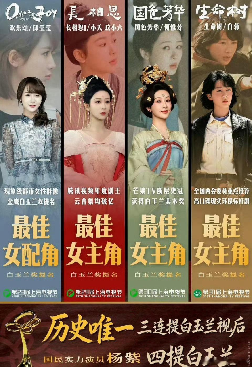 投稿：杨紫是历史唯一三连提白玉兰视频后 