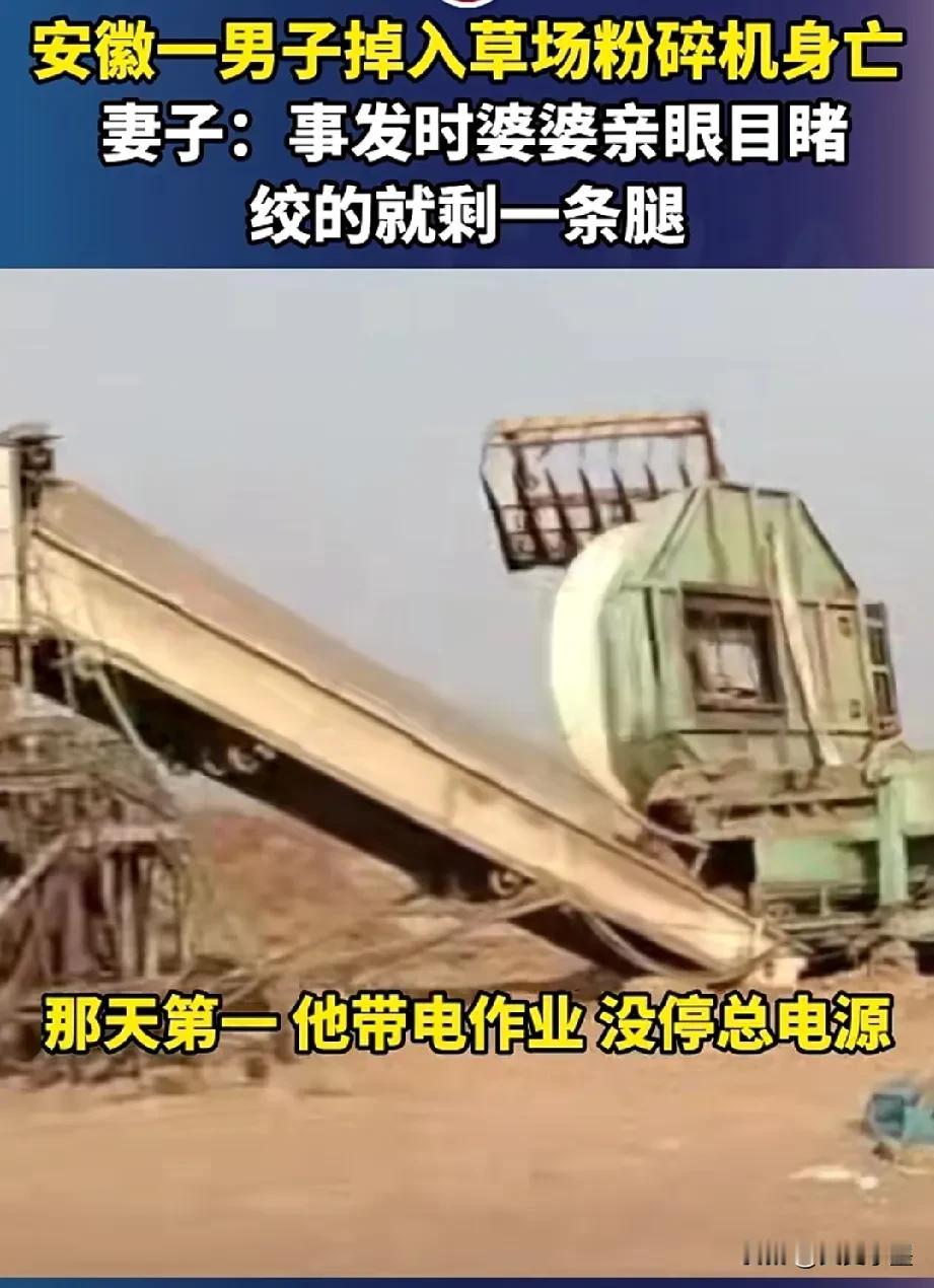 白发人送黑发人，母亲亲眼看到儿子被草场粉碎机夺走生命，悲痛欲绝！
事发前，草场的