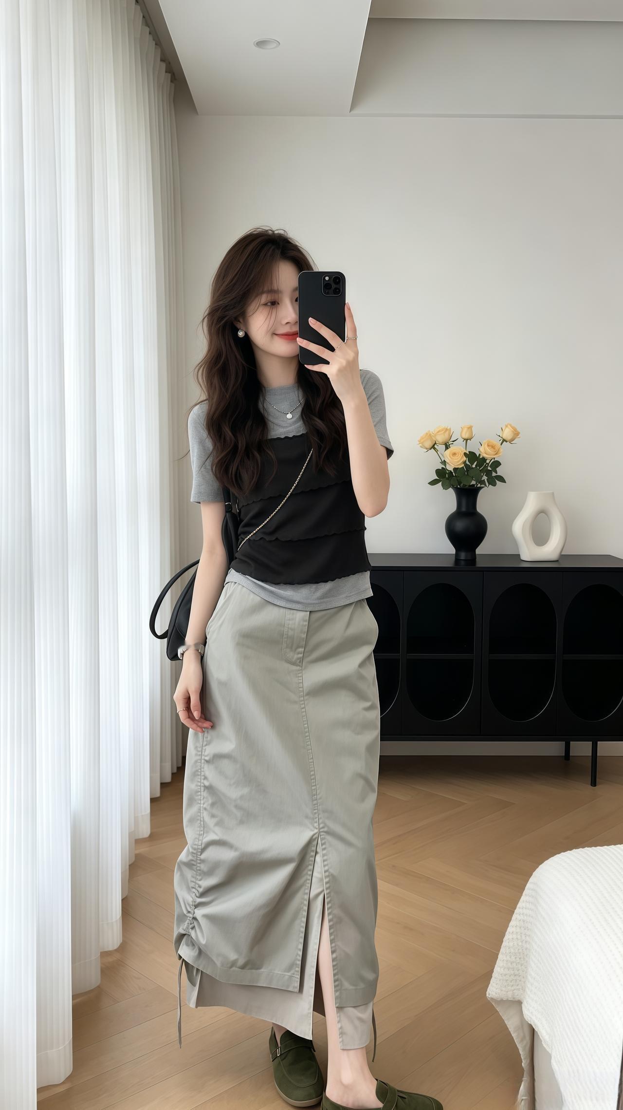 气质灰韩系休闲套装裙 穿搭韩系穿搭今天穿什么 ootd穿搭