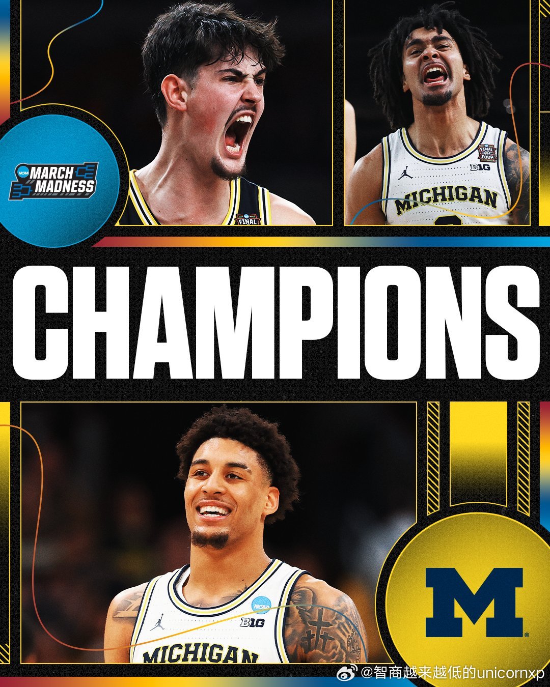 时隔37年，密西根大学击败康大夺得冠军🏆NCAANBA 密歇根大学NCAA夺冠