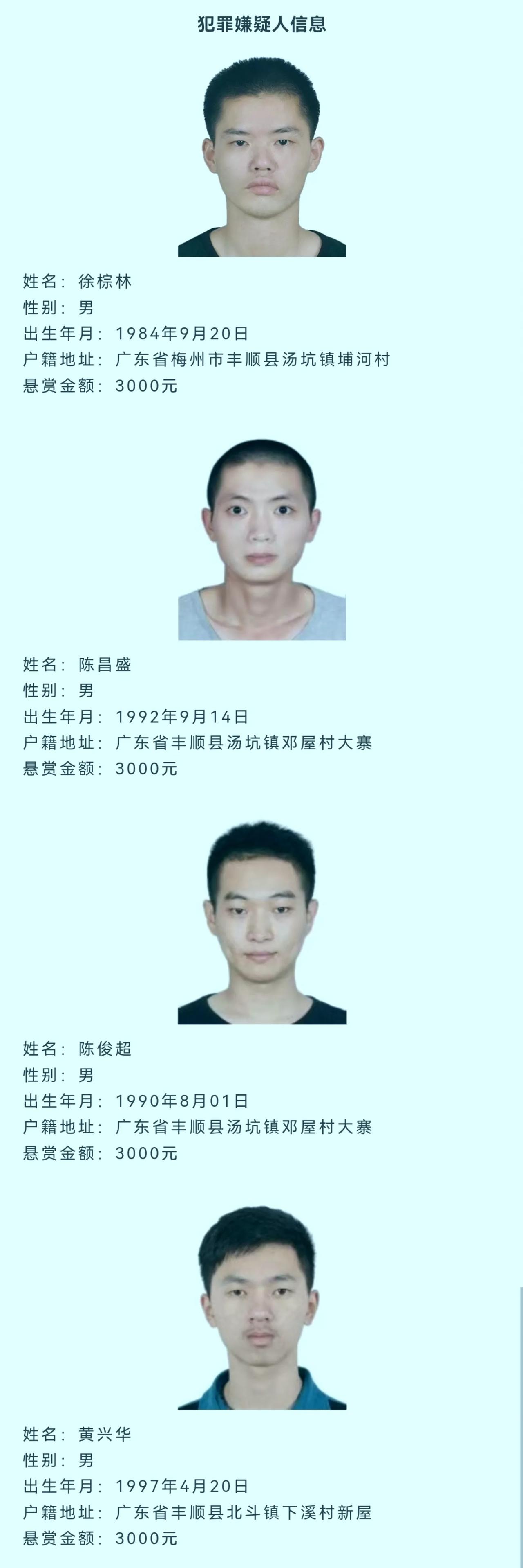奖励3000元  梅州警方发布悬赏通告

2024年12月06日，丰顺县公安局发