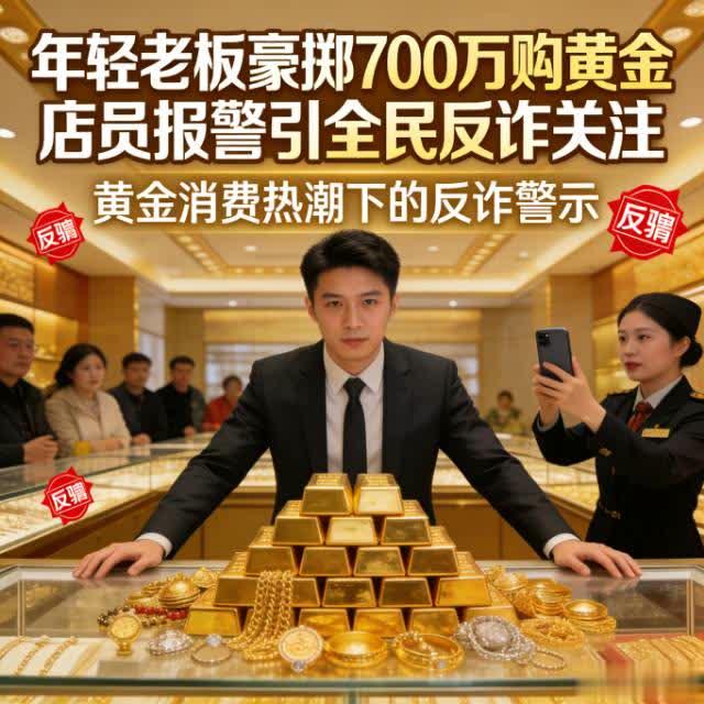 700万黄金大单引报警！这波警惕藏着消费与反诈的双赢
 
年轻老板豪掷700万扫