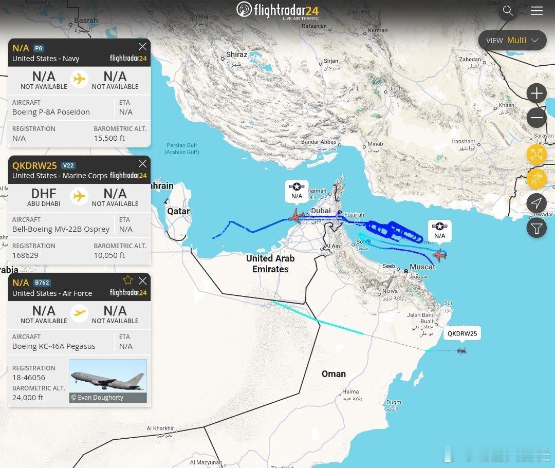🚁 美国海军陆战队MV-22B“鱼鹰”倾转旋翼机，编号168629，从阿布扎比