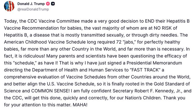 特朗普声明。乙肝疫苗。 