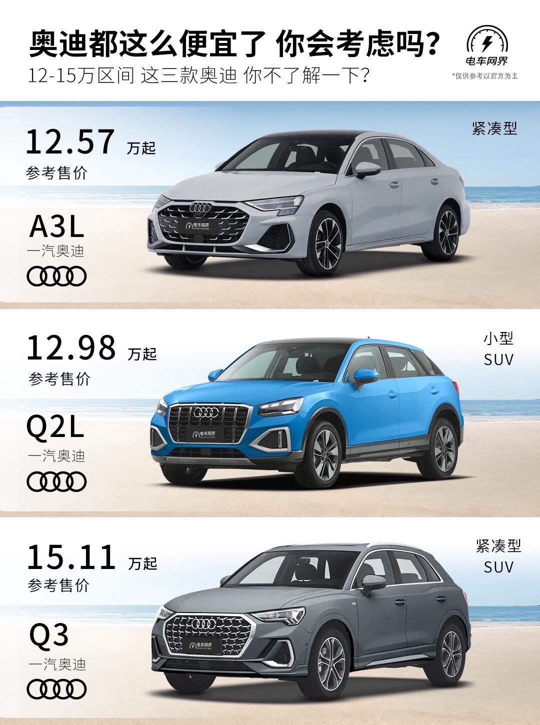 奥迪都这么便宜了 你会考虑吗？奥迪A3L、奥迪Q2L、奥迪Q3作为奥迪...